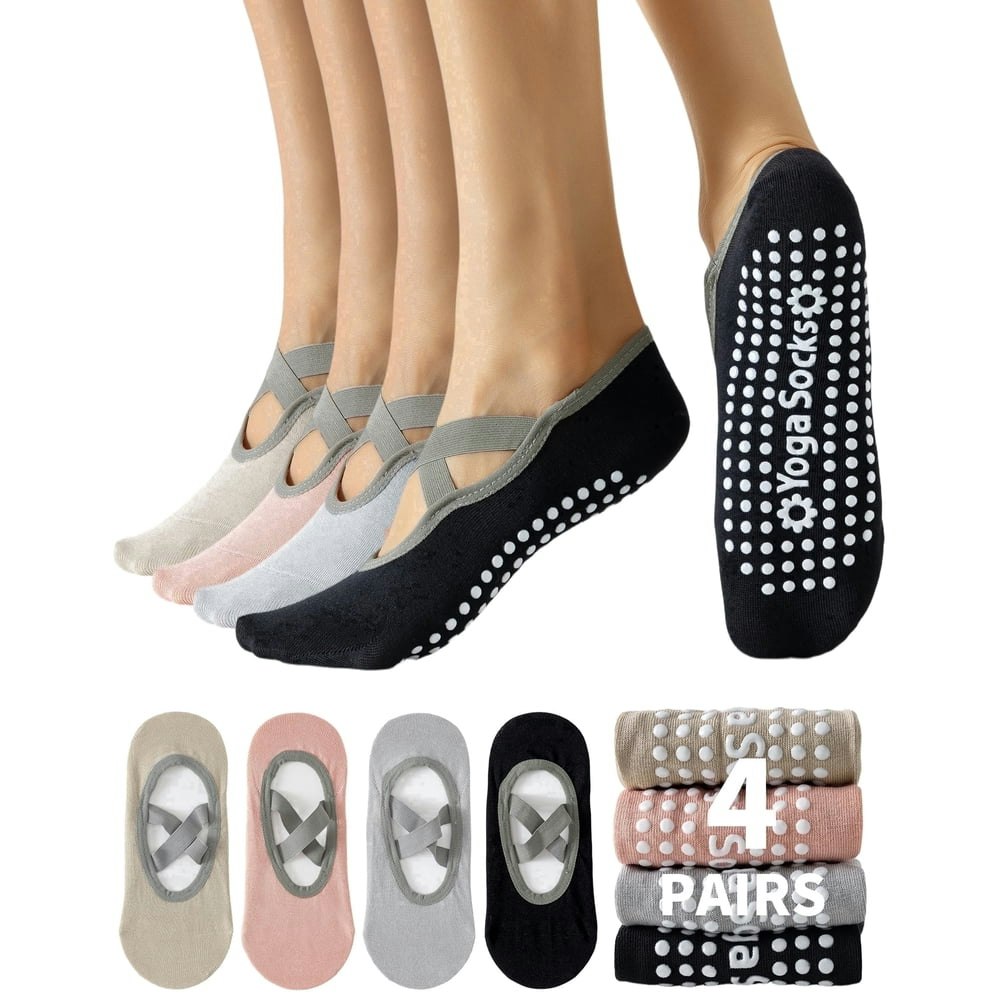Yawlsow Non-Slip Pilates Socks 4-Pack: $10.78 Yawlsow Non-Slip Pilates Socks 4-Pack: $10.78