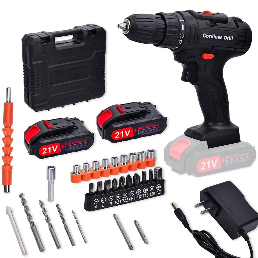 HDJ 21V Cordless Drill 2-Battery Set: $26.79