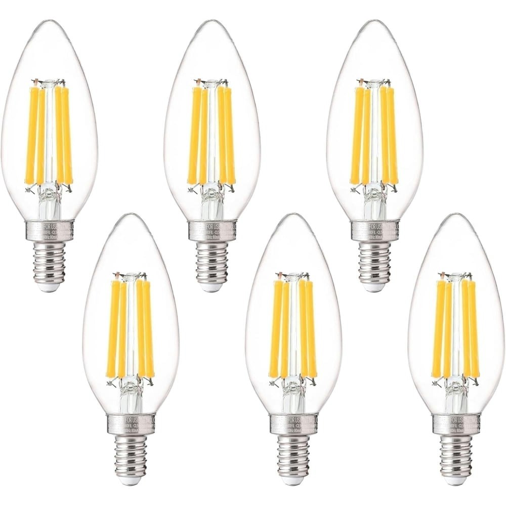 100W Equivalent Dimmable B11 E12 LED Candelabra Bulbs 6-Pack: $18 100W Equivalent Dimmable B11 E12 LED Candelabra Bulbs 6-Pack: $18