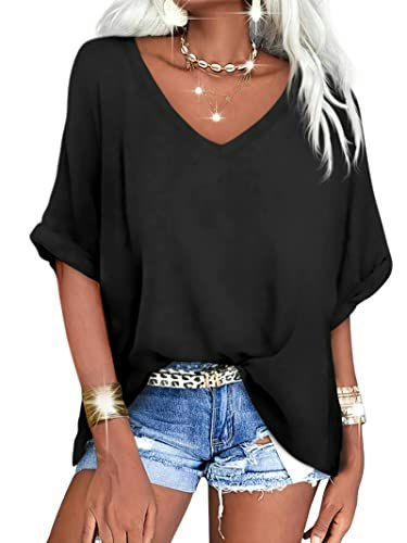 Langwyqu Women's V-Neck Oversized T-Shirt: $9.98