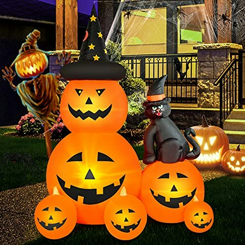 6-Foot Halloween Ghost, Pumpkin, and Black Cat Inflatable: $33.99