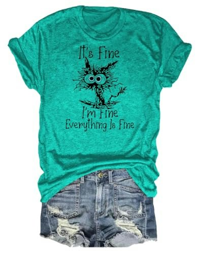 Women's Cat Graphic Short Sleeve T-Shirt: $14.99