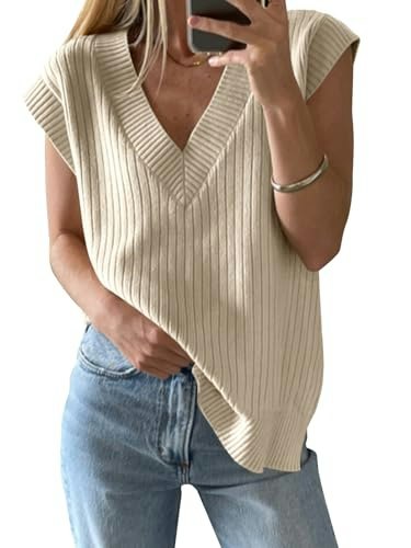 Saodimallsu Women's V-Neck Knit Sweater Vest: $19.98