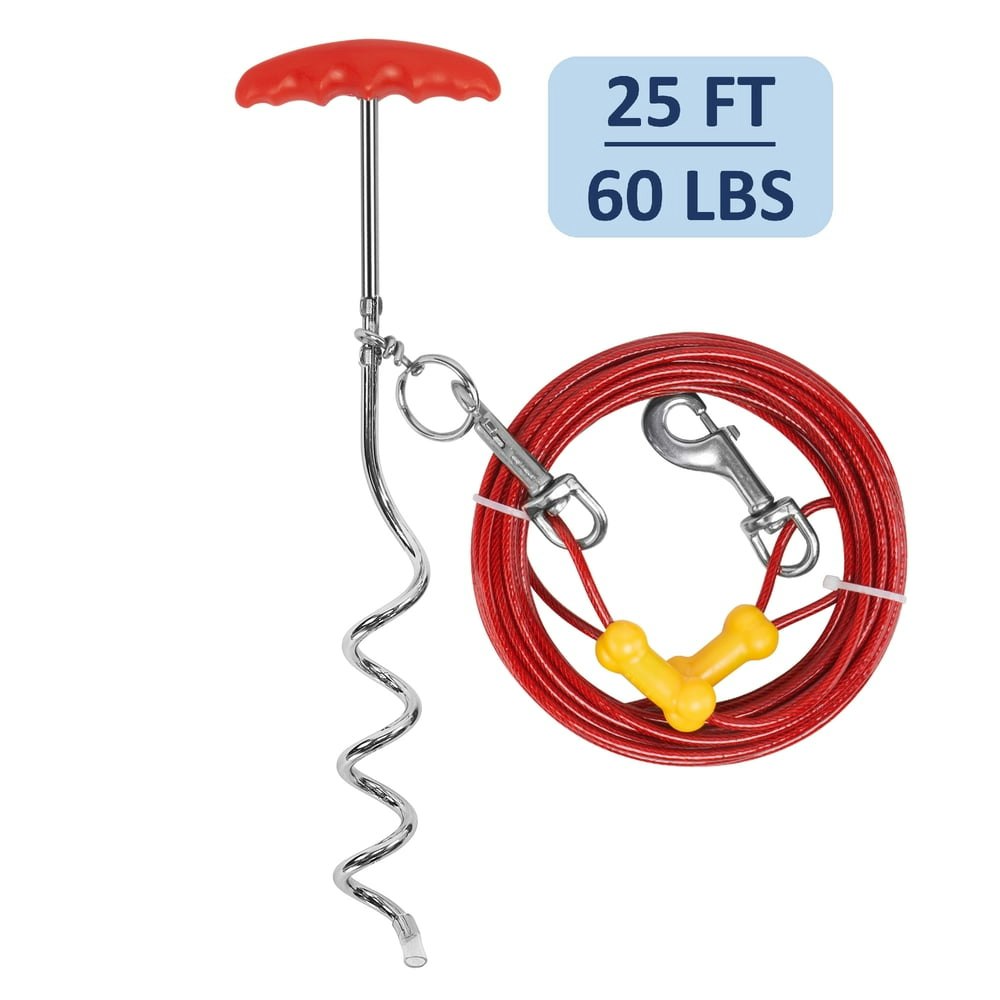 Petfamily 25-Foot Dog Stake and Tie Out Cable: $15.29 Petfamily 25-Foot Dog Stake and Tie Out Cable: $15.29