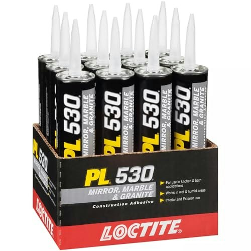 Loctite PL 530 Mirror, Marble, and Granite Construction Adhesive 10-oz. Cartridge 12-Pack: $56.99 Loctite PL 530 Mirror, Marble, and Granite Construction Adhesive 10-oz. Cartridge 12-Pack: $56.99