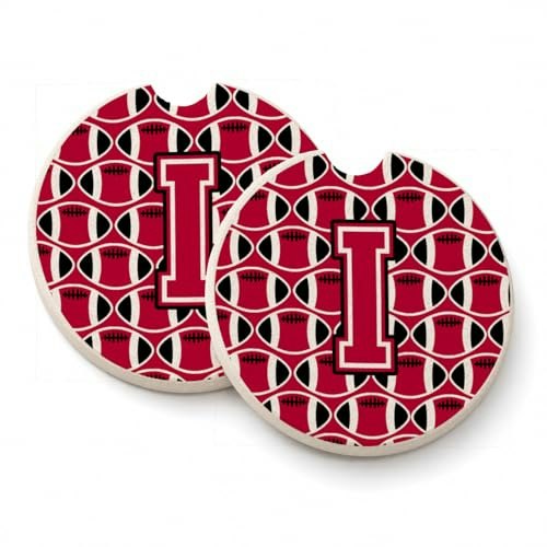 Caroline's Treasures Letter I Football Car Coasters 2-Pack: $13.14