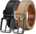Men's Leather Dress Belt 2-Pack for $10 + free shipping w/ Prime