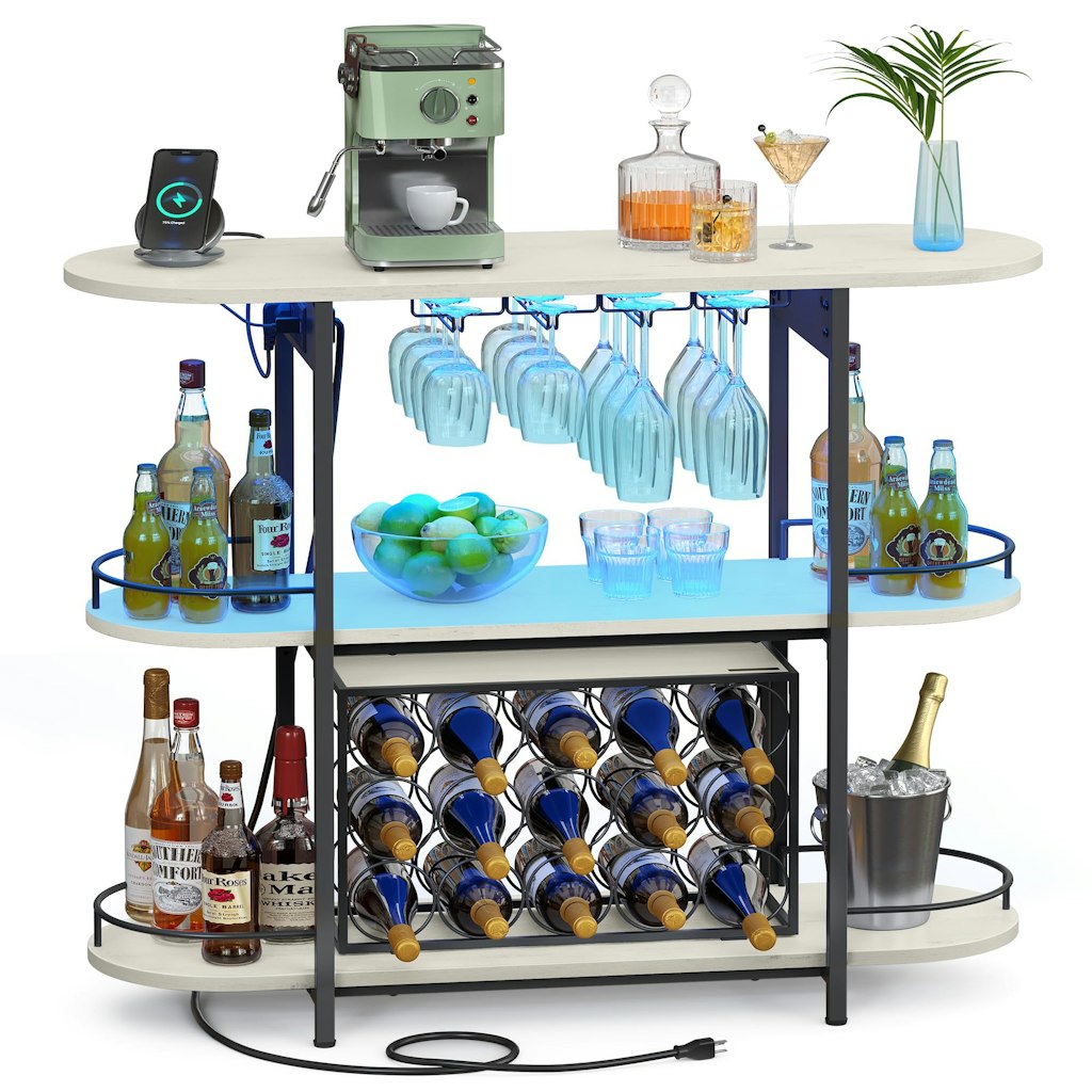 Vasagle LED Coffee Bar Cabinet w/ Power Outlets: $45