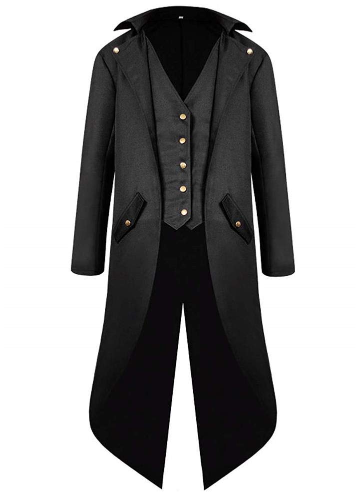 Inmeilifus Men's Steampunk Tailcoat Frock Coat