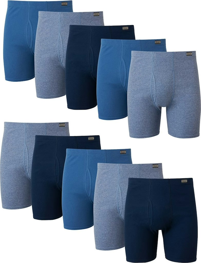 Hanes Men's Covered Waistband Boxer Briefs Super Value 10-Pack: $24