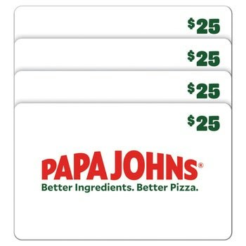 Papa John's Four $25 eGift Cards ($100 Value): $80
