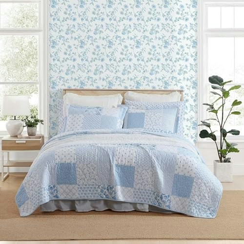 Laura Ashley Queen Patchwork Quilt Set with Shams: $66.04 Laura Ashley Queen Patchwork Quilt Set with Shams: $66.04