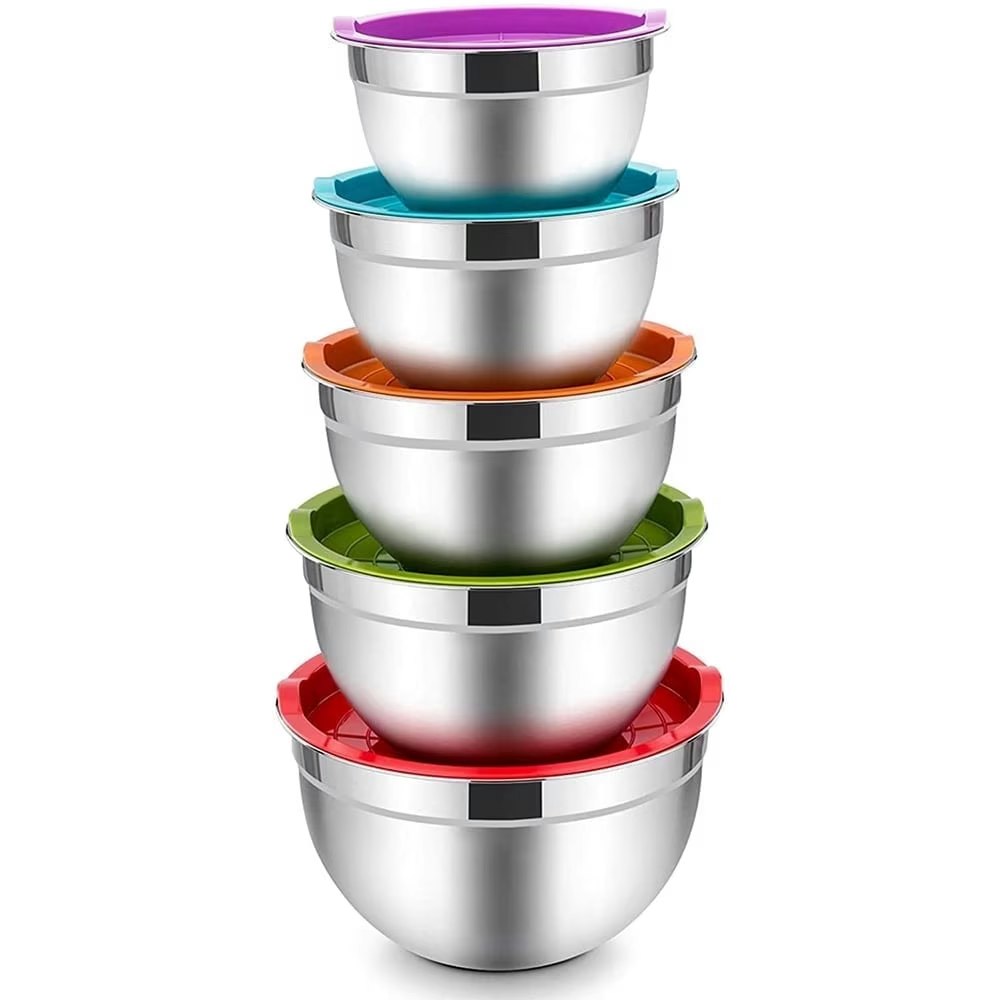 Vesteel Stainless Steel Mixing Bowls w/ Lids Set of 5: $18