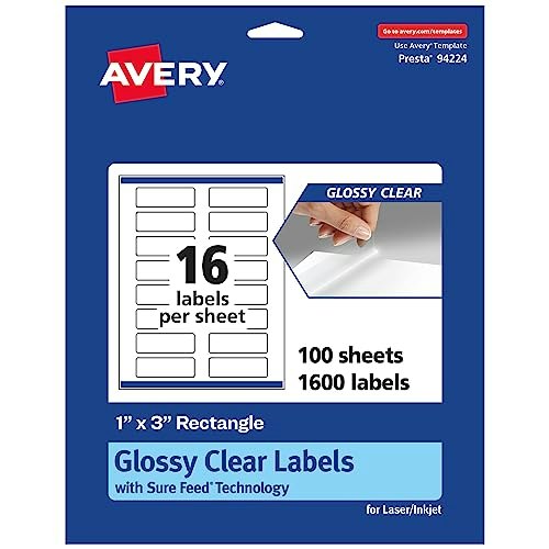Avery 1" x 3" Glossy Clear Rectangle Labels 1,600-Pack: $125.61