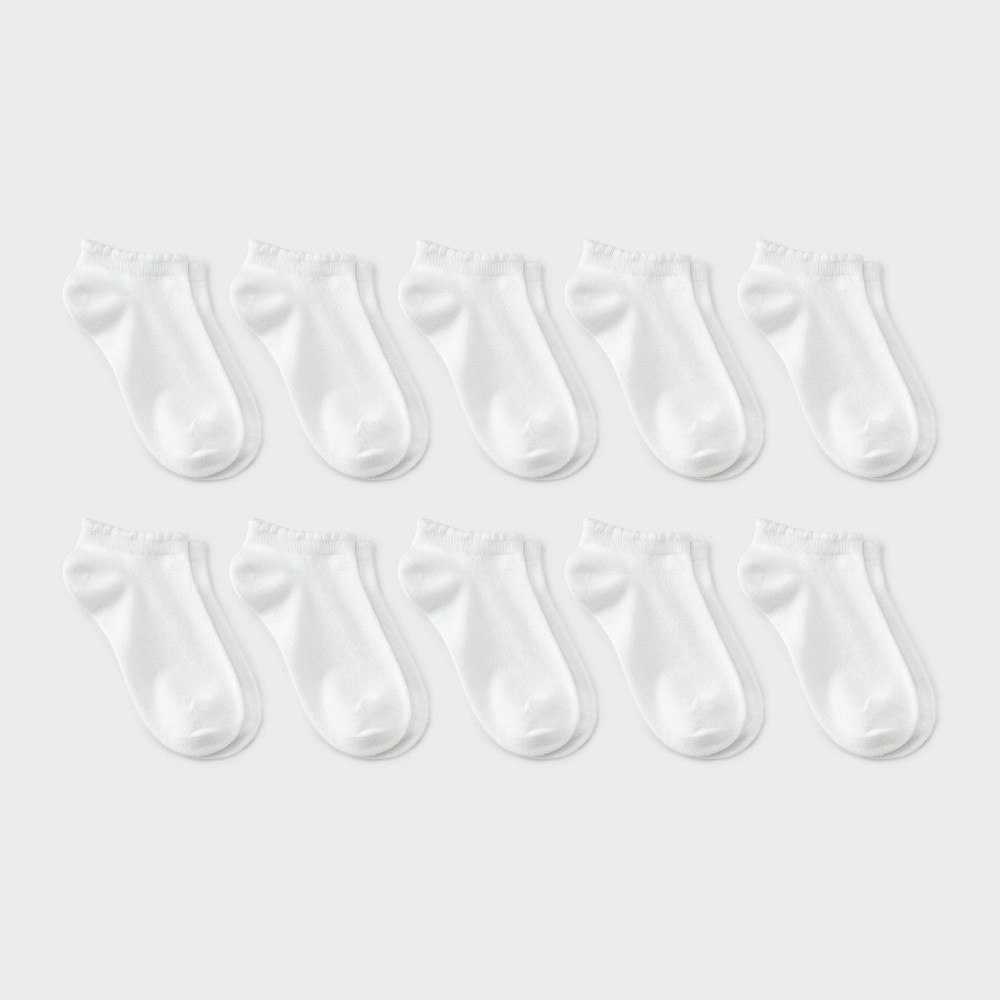Cat & Jack Girls' Scallop Edge Low Cut Socks 10-Pack: $8