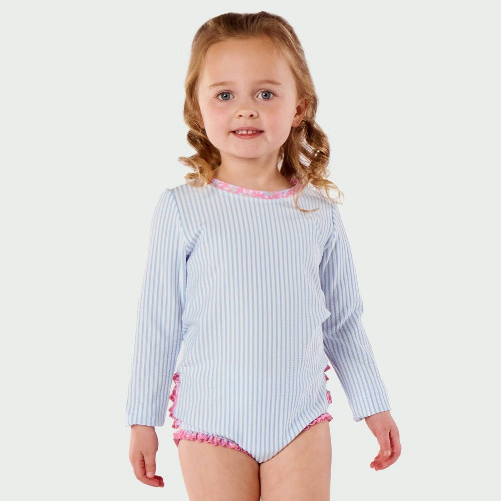 RuffleButts Baby Girls' Seersucker Long Sleeve Rash Guard Swimsuit: $29.40 RuffleButts Baby Girls' Seersucker Long Sleeve Rash Guard Swimsuit: $29.40