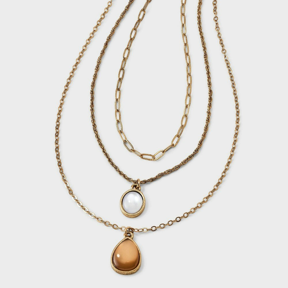 Universal Thread Tiger Eye Teardrop Pendant Necklace 3-Piece Set: $16.99
