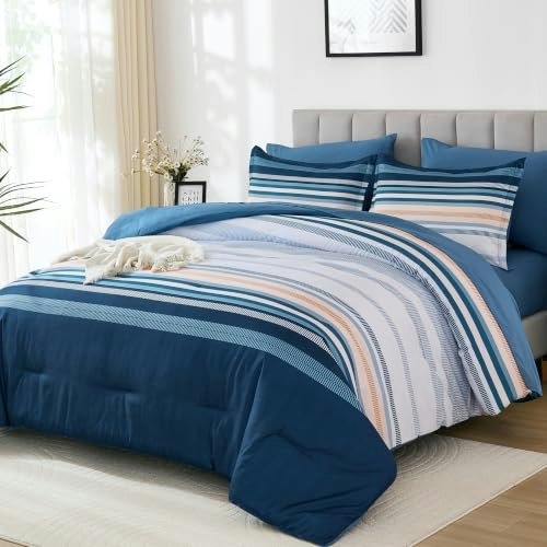 Dobuyly 7-Piece Boho Striped Full Bed-in-a-Bag Set: $39.01 Dobuyly 7-Piece Boho Striped Full Bed-in-a-Bag Set: $39.01