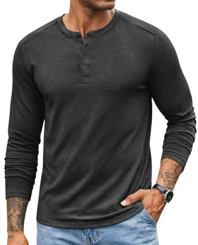Coofandy Men's Long Sleeve Henley Shirt: $14.99 Coofandy Men's Long Sleeve Henley Shirt: $14.99