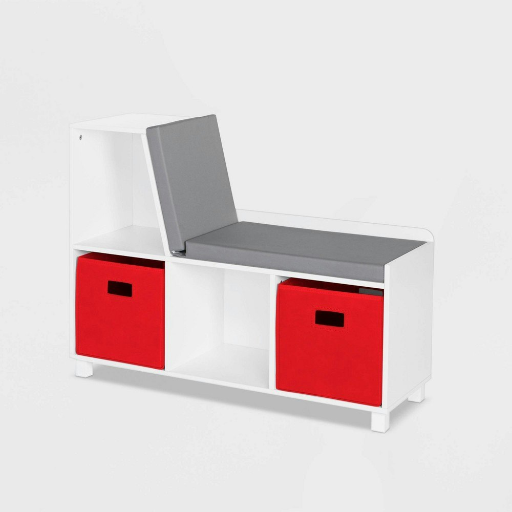 RiverRidge Kids' Reading Nook Cushioned Toy Storage Bench with 2 Fabric Bins: $103.99 RiverRidge Kids' Reading Nook Cushioned Toy Storage Bench with 2 Fabric Bins: $103.99