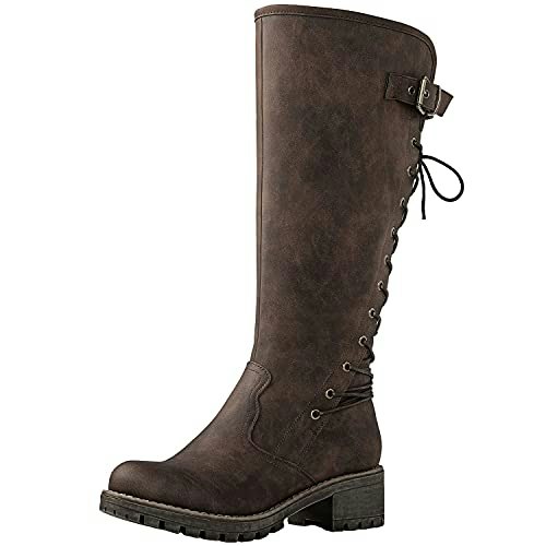 Globalwin Women's Chunky Heel Lace-Up Knee-High Boots: $33.99 Globalwin Women's Chunky Heel Lace-Up Knee-High Boots: $33.99