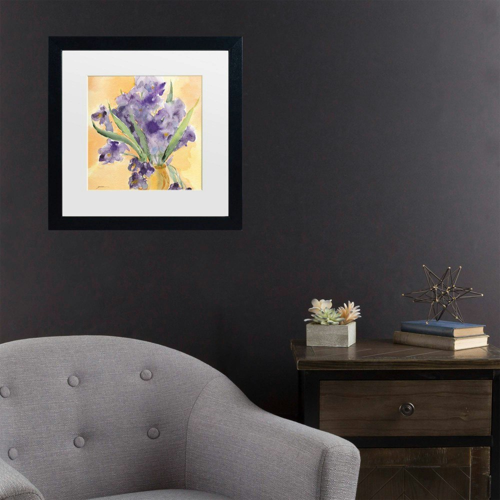 Trademark Fine Art 11"x11" Sheila Golden Vase of Irises Framed Wall Art: $34.99