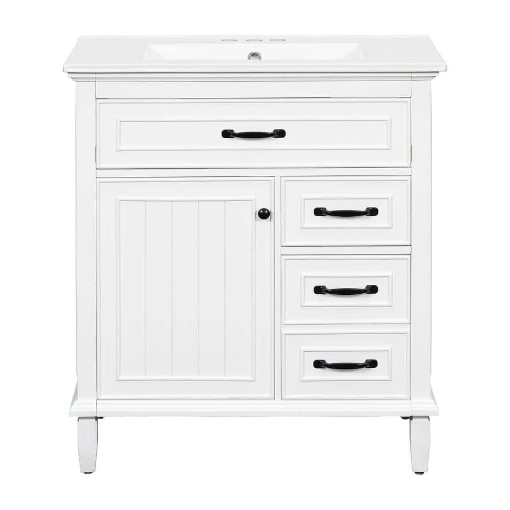 30-Inch White Freestanding Bathroom Vanity with Sink: $529.99