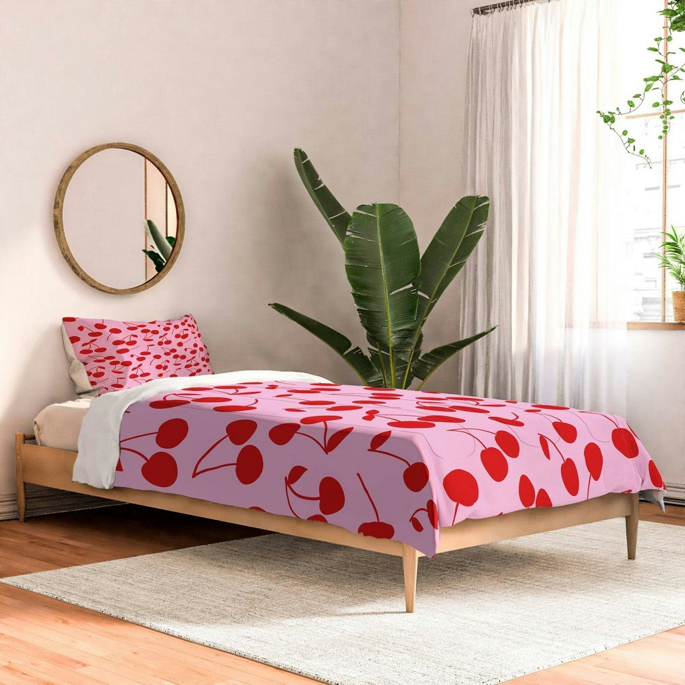 Deny Designs thespacehouse Pink Red Cherries Comforter and Sham Set: $239.99