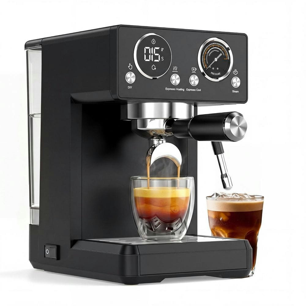 2-Cup Espresso Coffee Maker with Steam Frother: $232.99