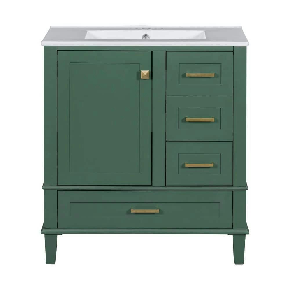 30-Inch Green Bath Vanity with Ceramic Sink Top: $487.34
