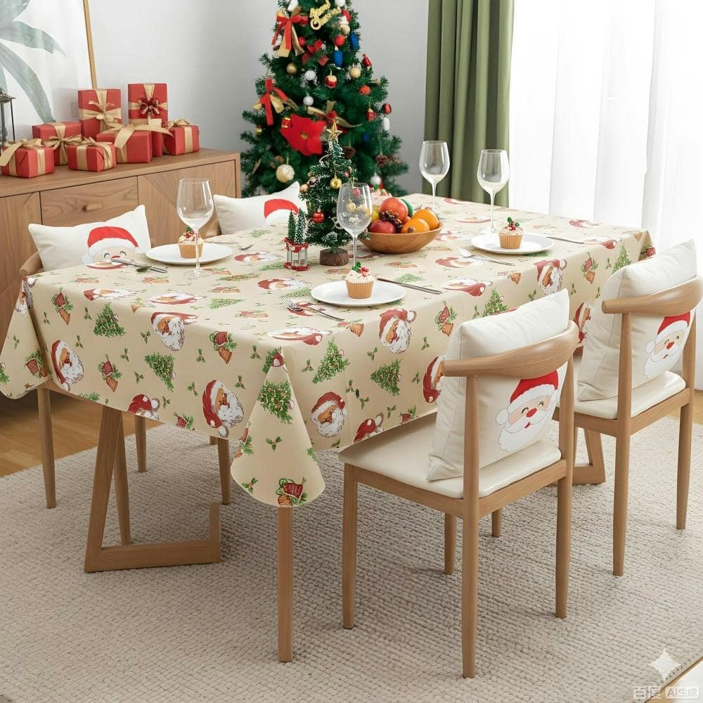 60-Inch Waterproof Vinyl Christmas Tablecloth: $18.89