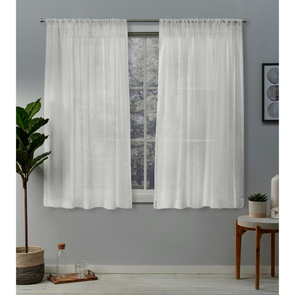 Exclusive Home 63" x 50" Belgian Textured Linen Sheer Curtain Panels 2-Pack: $17.12