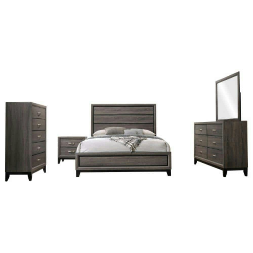 Grey Oak Queen Bedroom Set 5-Piece: $1,908.36 Grey Oak Queen Bedroom Set 5-Piece: $1,908.36
