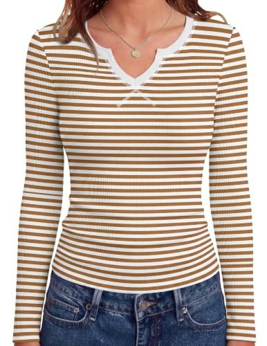 Zeagoo Women's V-Neck Ribbed Knit Long Sleeve Shirt: $14.24 Zeagoo Women's V-Neck Ribbed Knit Long Sleeve Shirt: $14.24