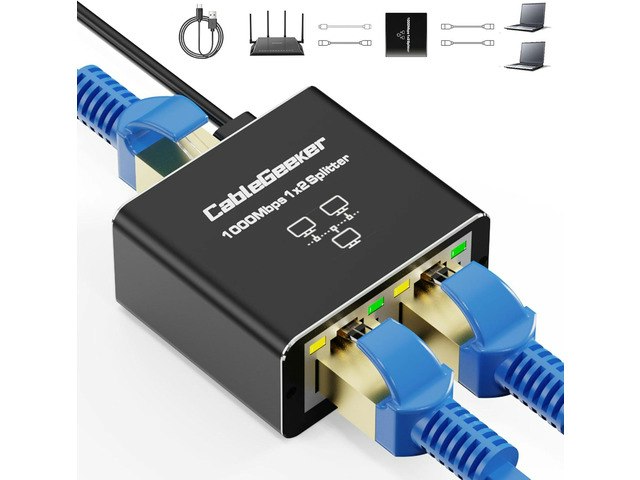 RJ45 1,000Mbps Ethernet Splitter 2-Pack: $15.29