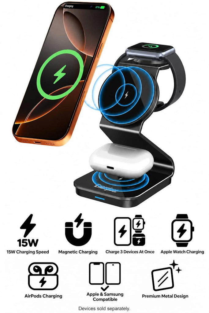 Energizer 3-in-1 15W Magnetic Wireless Charging Station: $50.99 Energizer 3-in-1 15W Magnetic Wireless Charging Station: $50.99