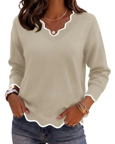 Zeagoo Women's V-Neck Chunky Knit Pullover Sweater: $23.93 Zeagoo Women's V-Neck Chunky Knit Pullover Sweater: $23.93