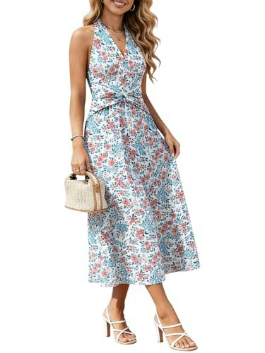 Sureple Sleeveless Halter Floral Maxi Dress: $19.52 Sureple Sleeveless Halter Floral Maxi Dress: $19.52