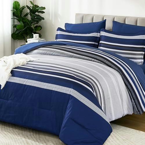 Dobuyly California King 7-Piece Boho Striped Bed-in-a-Bag Comforter Set: $56.09 Dobuyly California King 7-Piece Boho Striped Bed-in-a-Bag Comforter Set: $56.09