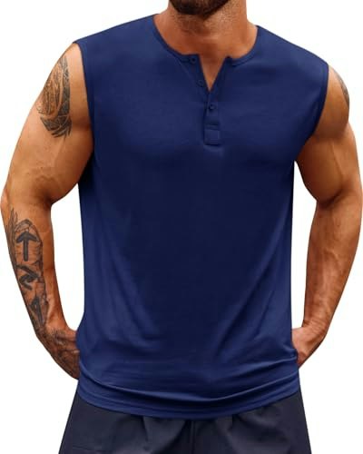 Runcati Men's Sleeveless Henley Muscle Tank Top: $9.98 Runcati Men's Sleeveless Henley Muscle Tank Top: $9.98