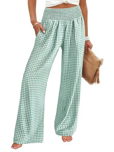 Anrabess Women's Striped Gingham Wide Leg Palazzo Pants with Pockets: $19.98 Anrabess Women's Striped Gingham Wide Leg Palazzo Pants with Pockets: $19.98