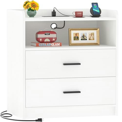 Aheaplus Nightstand with Charging Station 2-Drawer Bedside Table: $94.98 Aheaplus Nightstand with Charging Station 2-Drawer Bedside Table: $94.98