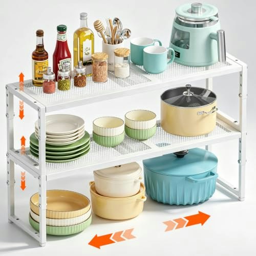 Expandable Cabinet Shelf Organizer 2-Pack: $28 Expandable Cabinet Shelf Organizer 2-Pack: $28