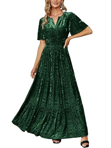 Amegoya Women's Velvet V-Neck Dress: $49.99