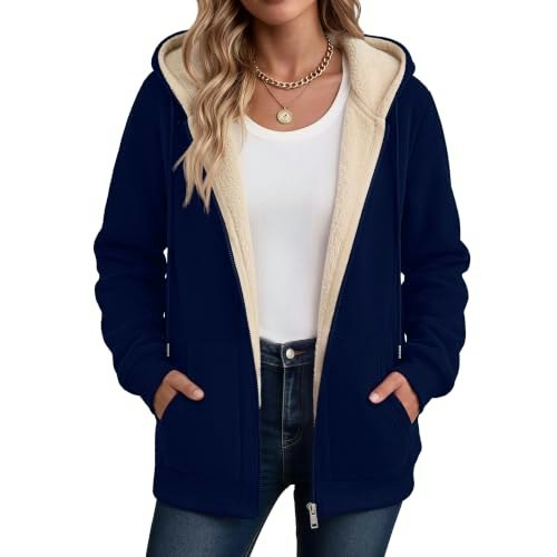 Zeagoo Women's Oversized Fleece Sherpa Zip-Up Hoodie: $37.09