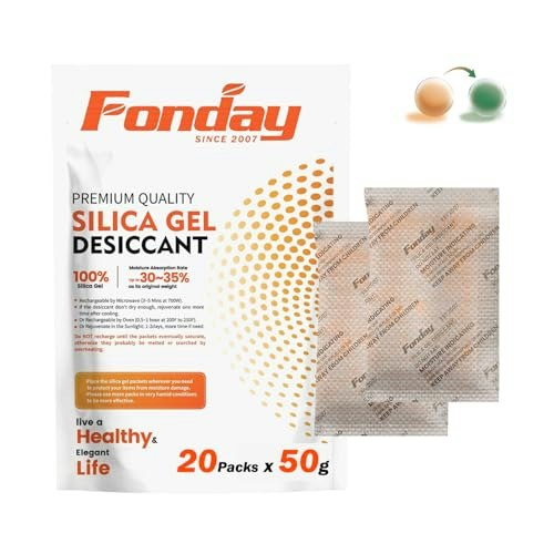 Fonday 50g Silica Gel Desiccant Packets 20-Pack: $14.44