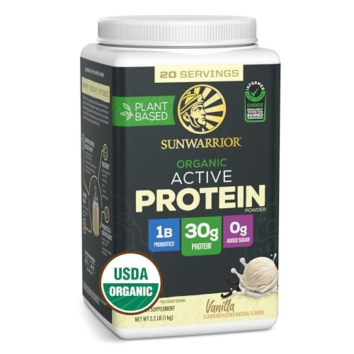 Sunwarrior Organic Vegan Vanilla Protein Powder 20-Serving Container: $40.47