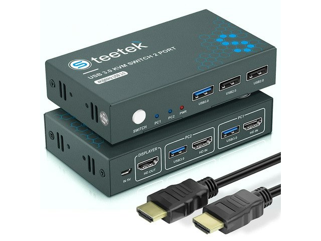 Steetek 2-Port 4K HDMI USB 3.0 KVM Switch: $84.26