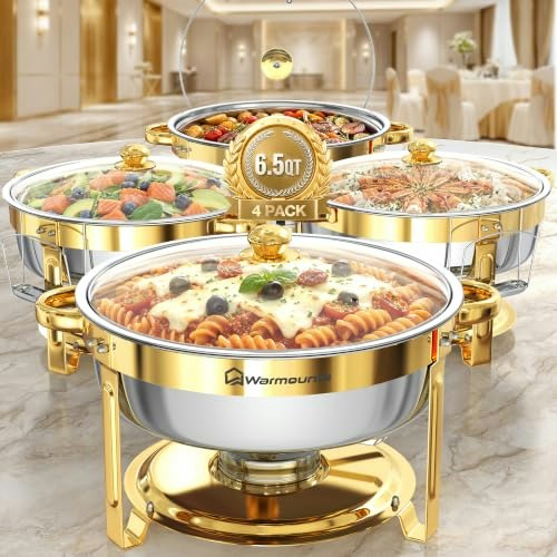 6.5-Quart Round Chafing Dish Buffet Set 4-Pack: $111.99