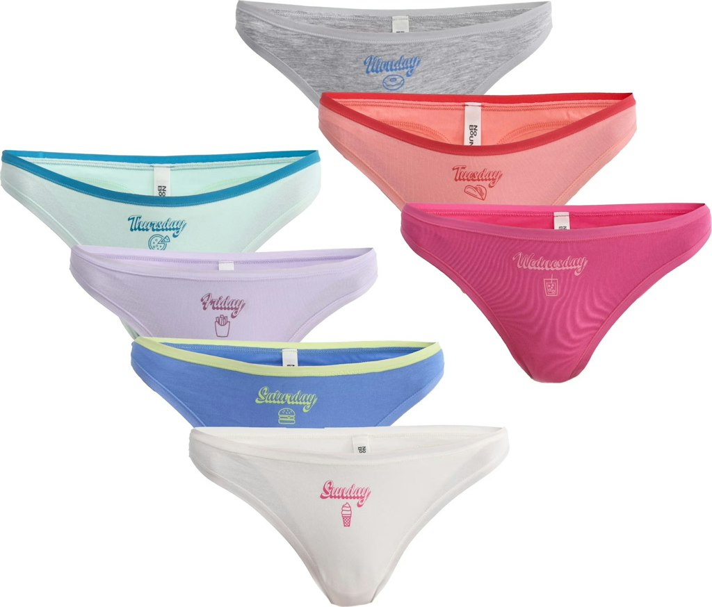 No Boundaries Women's Cotton Thong Panties 7-Pack: $8.18